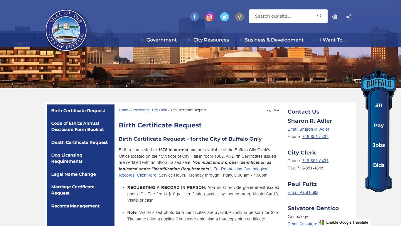 Birth Certificate Request | Buffalo, NY